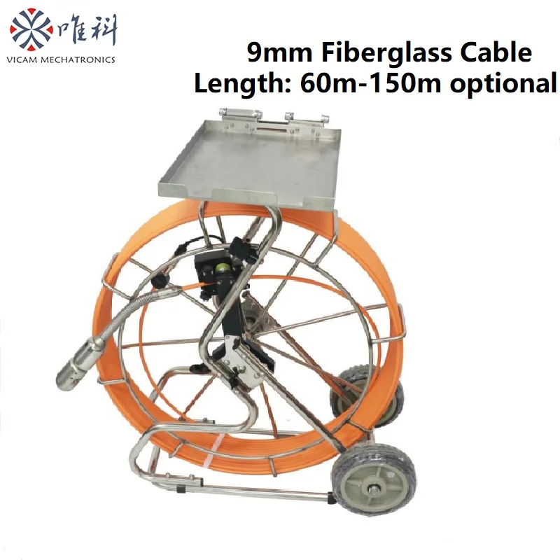 50mm Pipe Inspection Camera 60m To 150m Cable With Meter Counter 10 Inch AHD Screen Pan-Tilt Rotation Endoscope Borescope