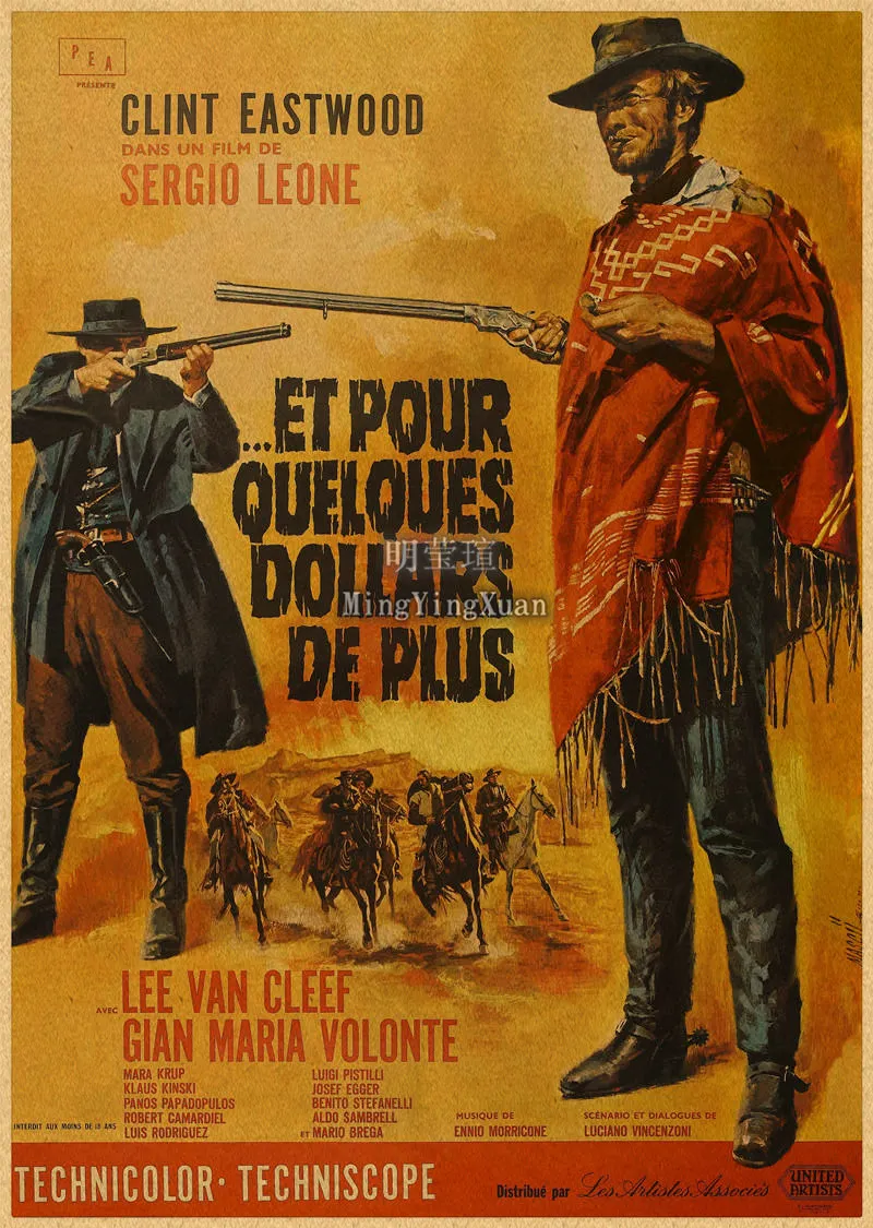 The Good, the Bad and the Ugly Classic Movie Kraft Paper Poster Bar Cafe Living Room Dining room Wall