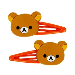 Rilakkuma Hair Clips 2 Pieces Set Anime Bear Head Cute Hair Pins and Clips Kawaii Hair Accessories for Girls Women