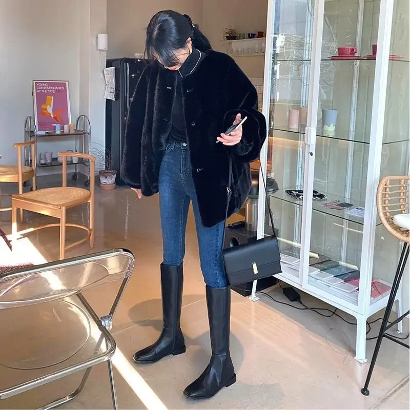 سترة نسائية من الفرو المزيف لخريف وشتاء 2025، سترة دافئة للتنقل