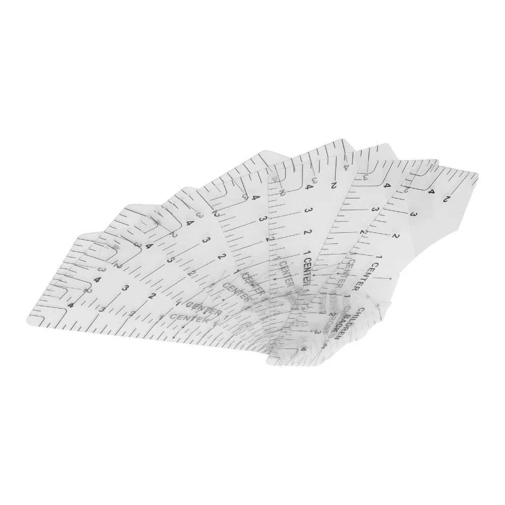 8pcs Round Neck T-Shirt Alignment Ruler V-Neck Transparent PVC Sewing Alignment Guide Logo Placement Tool For Heat Press
