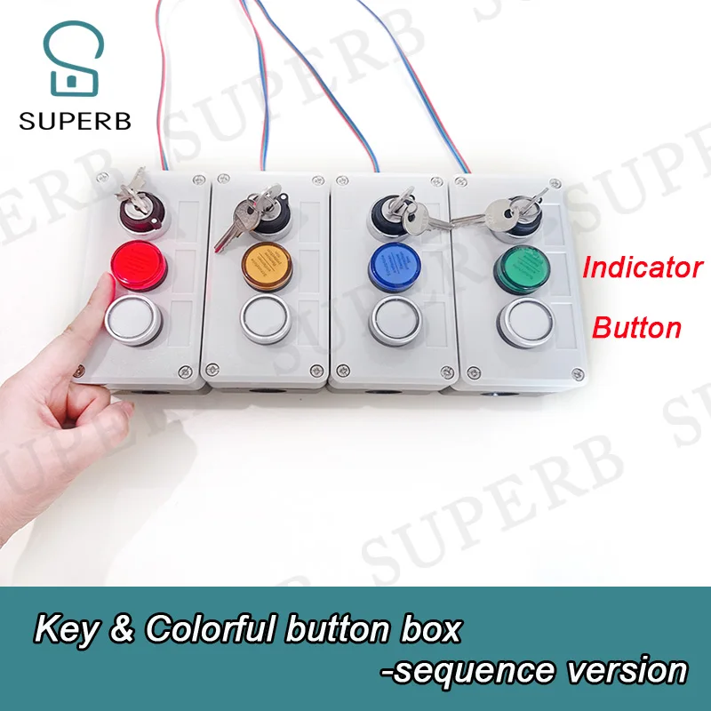 Escape room key switch prop colorful button prop escape puzzle press button in sequence key switch colorful button box superb - Image 3
