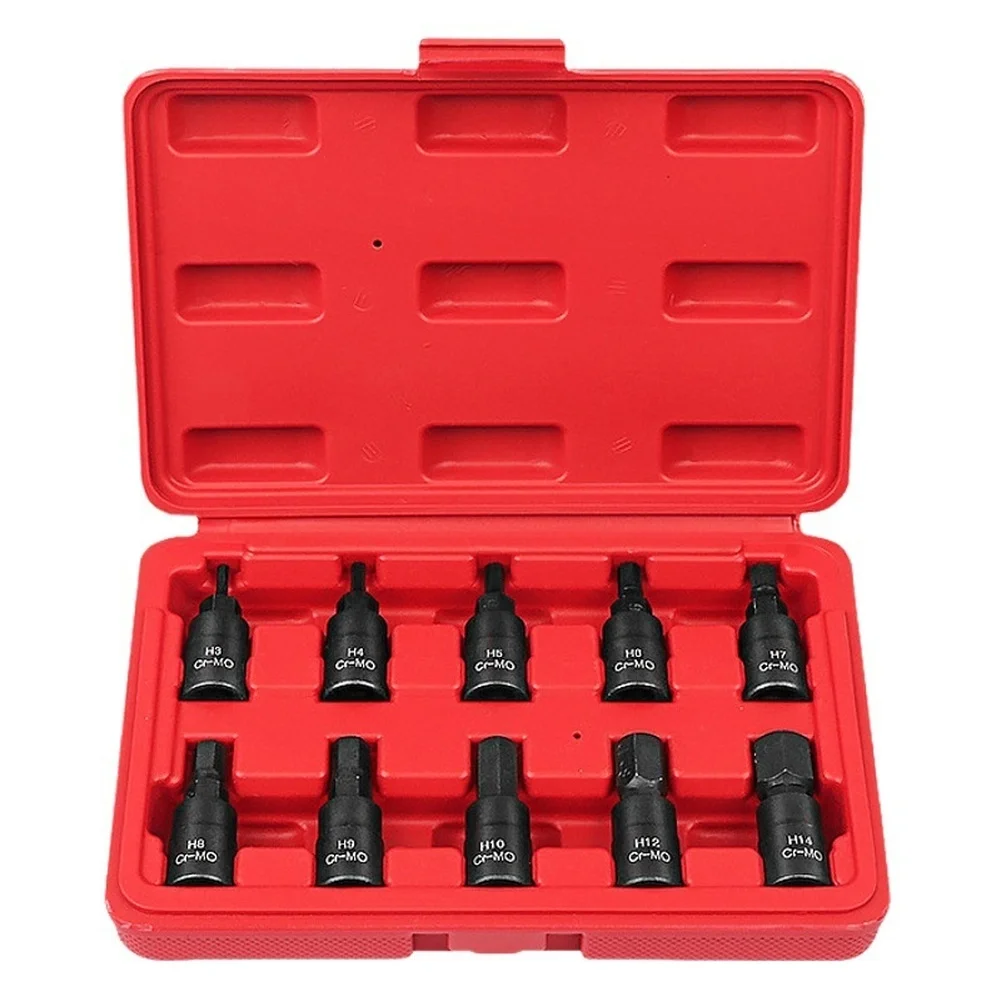 10 Piece 3/8 Inch FOR Hexagon Socket Set Alloy Steel Auto Machine Repair Tool Bit Socket Set Socket Wrench Tool Auto Accessories
