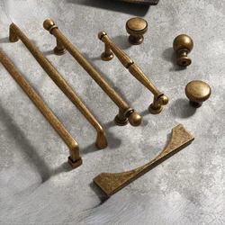 Nordic Vintage Furniture Handles Zinc Alloy Bronze Knobs and Handles for Drawers Wardrobe Cabinet Bookcase Dresser Cabinet Pulls