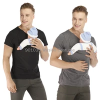 Camiseta de seguridad con bolsillo de canguro, ropa de embarazo para portabebés, manga corta para madre, padre, Top para alimentar a papá grande