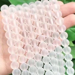 Frosted Matte Clear Quartzs Crystal Round Beads Natural Stone Loose Spacer Beads DIY Accessories for Jewelry Bracelet Making