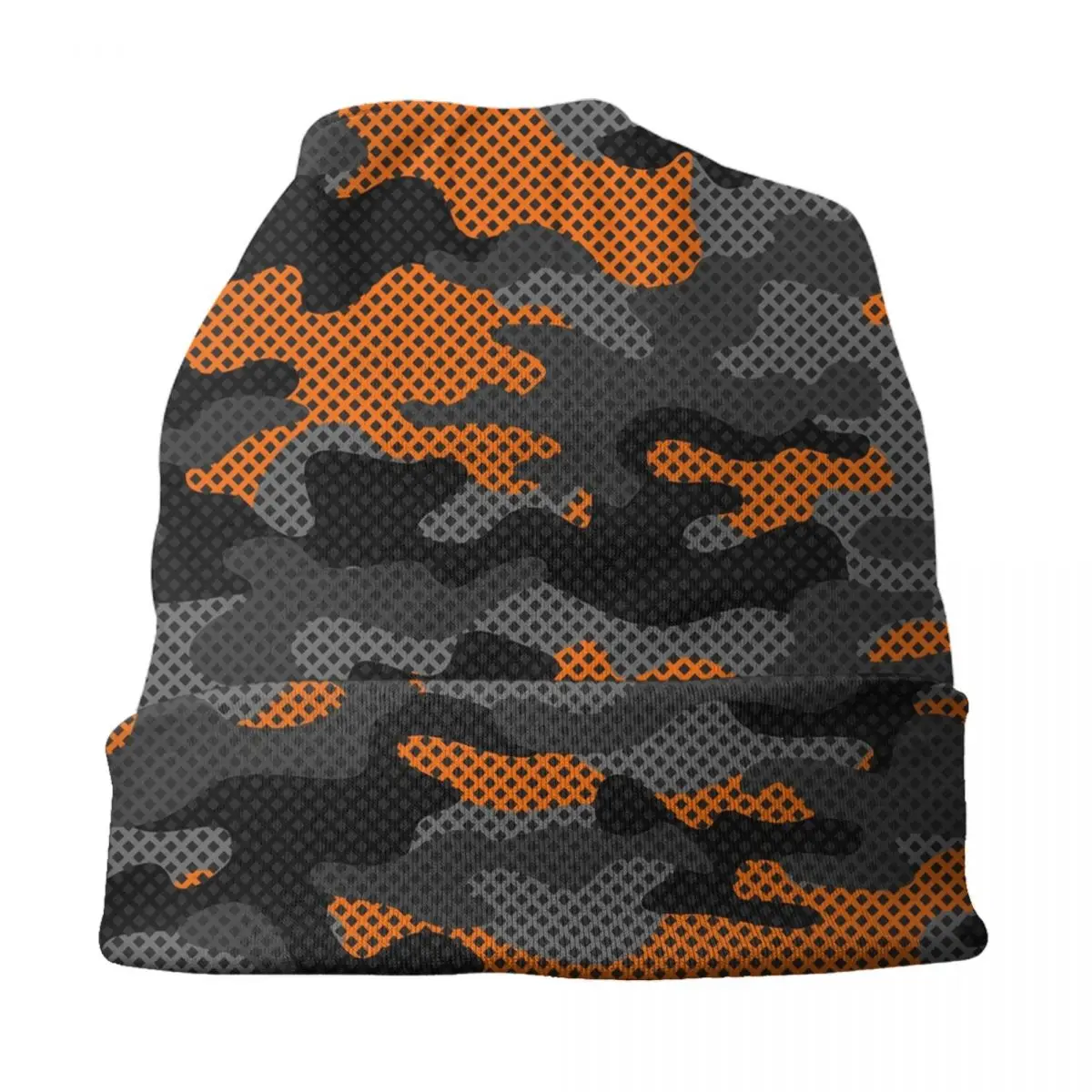 Camouflage Dark Black Orange Camo Skullies Beanies Caps Hip Hop Winter Warm Men Women Knitted Hat Adult Unisex Bonnet Hats view 3