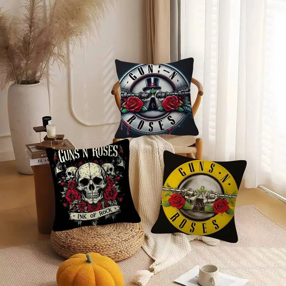 Rock Band Guns N' Roses Cute Cartoon L Game Cushion Cover Pillowcase Upholstery Sofa Throw Pillow Home Decor Pillowcas