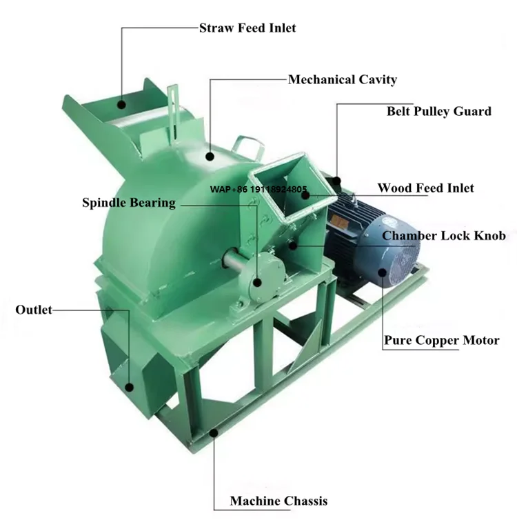 Factory Price Electric Wood Crusher Machine, Small Sawdust Grinder with 1-Year Warranty for Woodworking Shops.