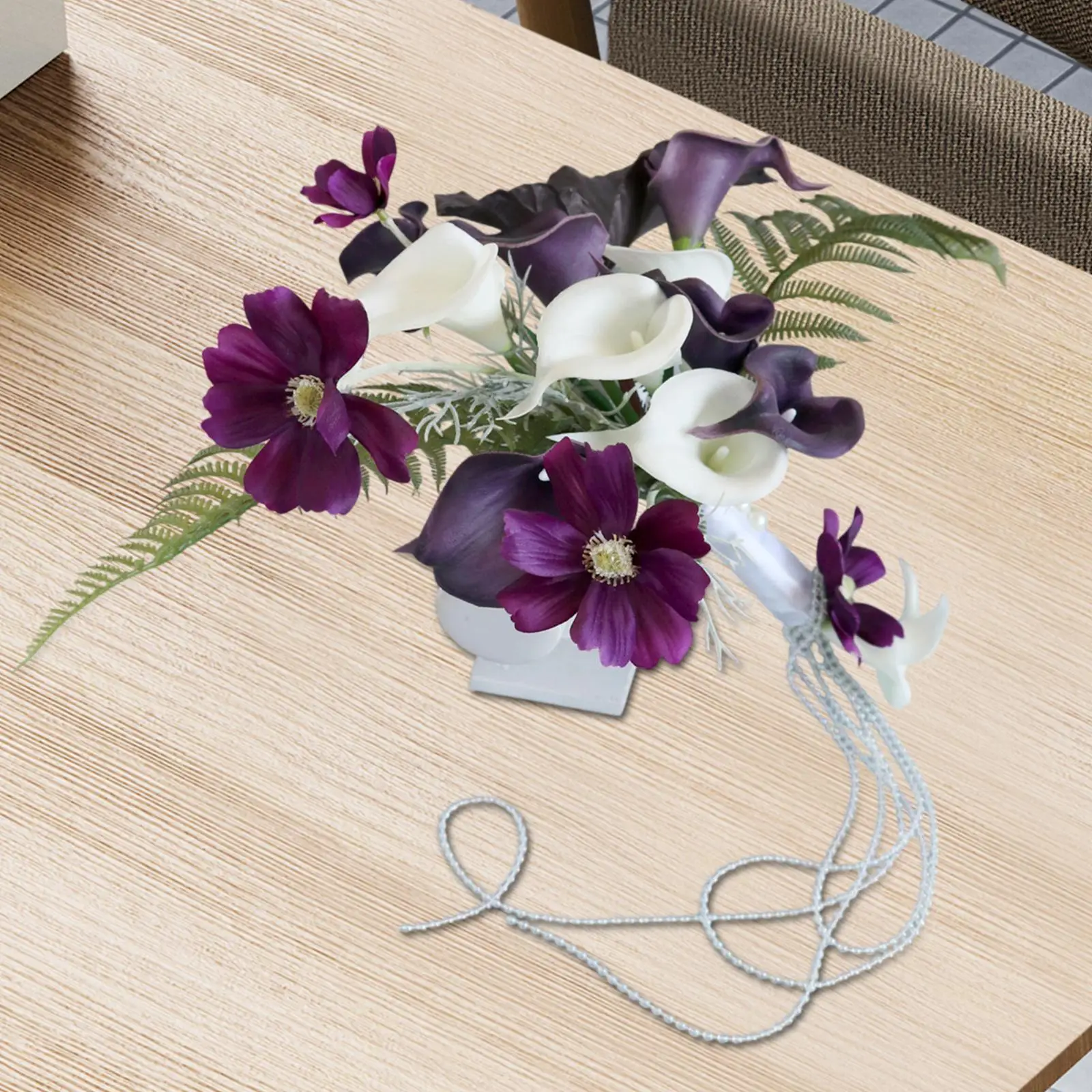 Bridesmaid Bouquet Artificial Calla Lily Silk Flower Arrangement Centerpiece for Ceremony Home Decoration