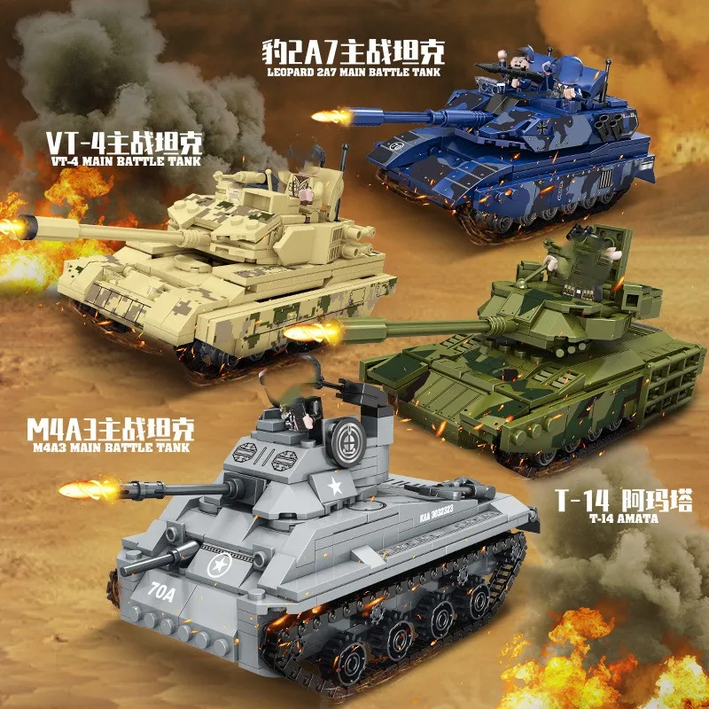 Militär-Serie Panzerfahrzeug-Bausteine Modell-Bausteine-Set Kriegsspiel-Diorama Kompatibel mit Lego Lernspielzeug für Kinder