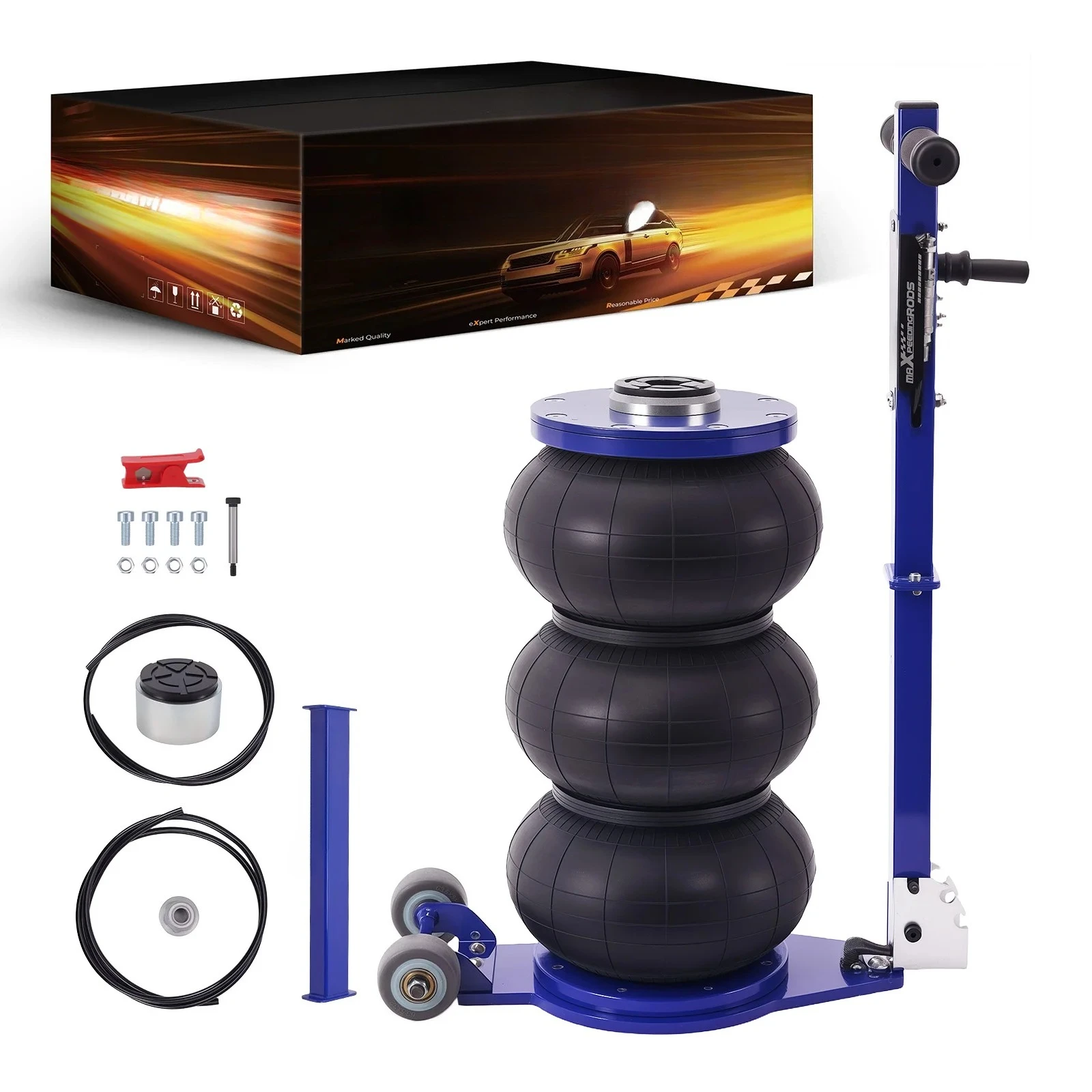 5 Ton Steel Pneumatic Jack 3 Stage Air Hydraulic Lift Tool for SUV Van Pickup 19.7in Max Height
