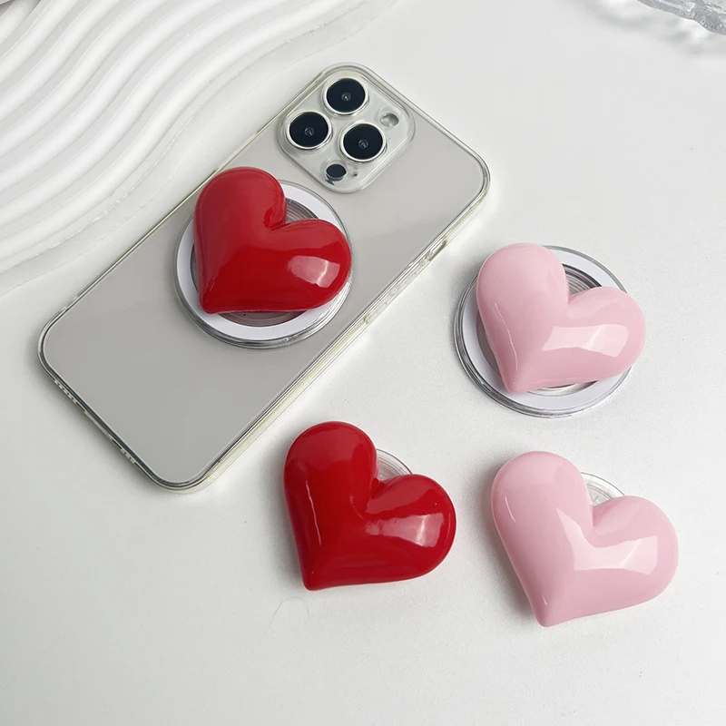Loving Heart Phone Holder Socket Grip Support Magnetic and Sticker Two Types Grip Tok Socket Bracket Girl Gift - view 3
