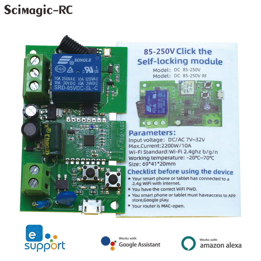 EWelink WIFI 1CH Smart Motor Light Switch Inching USB5V 12V 24V 110V 220V Breaker RF433 Wireless Receiver Relay Module Alexa