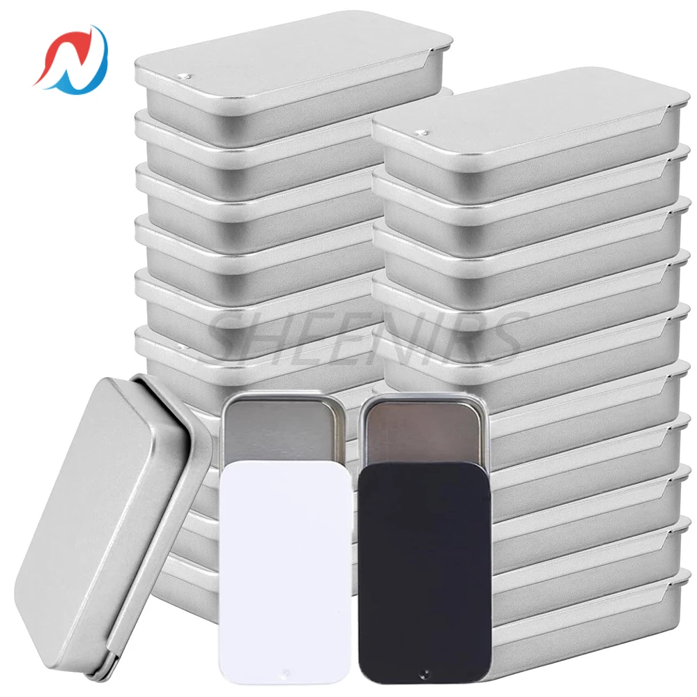 

60PCS 2.36 x 1.34 x 0.43 Inch Metal Slide Top Tin Containers Rectangular Sliding Lid Tin Box for Candles Jewelry Crafts