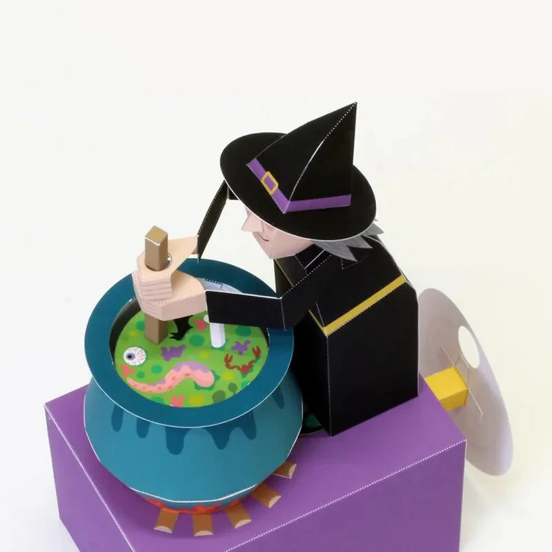 Machine origami Halloween witch holiday gifts assembled three-dimensional handmade paper model DIY handmade