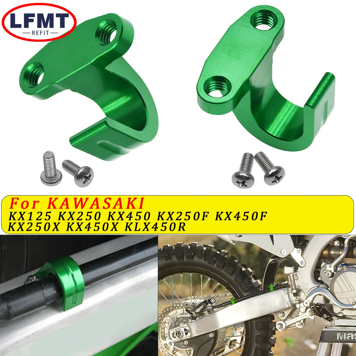 Motocross CNC front and rear brake oil line clamps For Kawasaki KX85 KX100 KX125 KX250 KX450 KX250F KX450F KX250X KX450X KLX450R