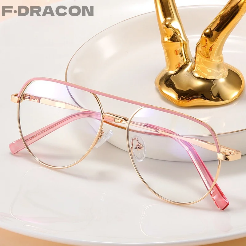 

Metal Glasses Frame New Double Bridge Women's Glasses Frame Ultra-light Optical Prescription Glasses Frame For Women 91338