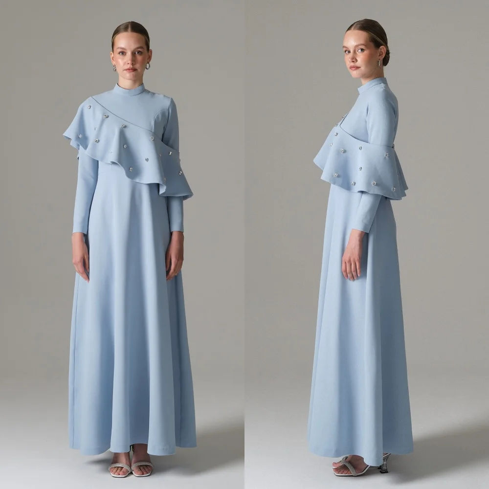 

Customized Jersey Glitter Classic High Collar A-line Midi Dresses Bespoke Occasion Homecoming Elegant Party Sizes Available