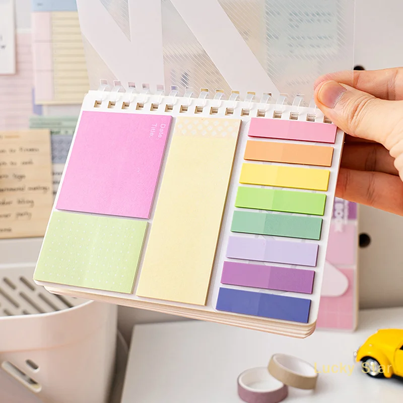 1Set Multifunctional Morandi Combination Sticky Notes Self-Adhesive Classification Index Labeling Stickers Office Supplies【a】