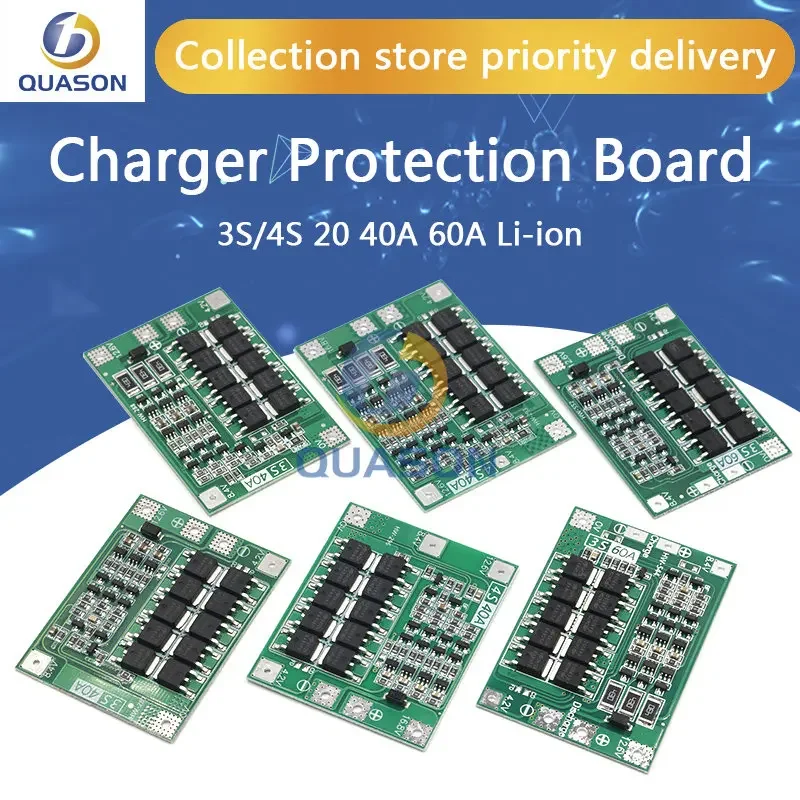 3S 4S 40A 60A Li-ion Lithium Battery Charger Protection Board 18650 BMS For Drill Motor 11.1V 12.6V/14.8V 16.8V Enhance Balance
