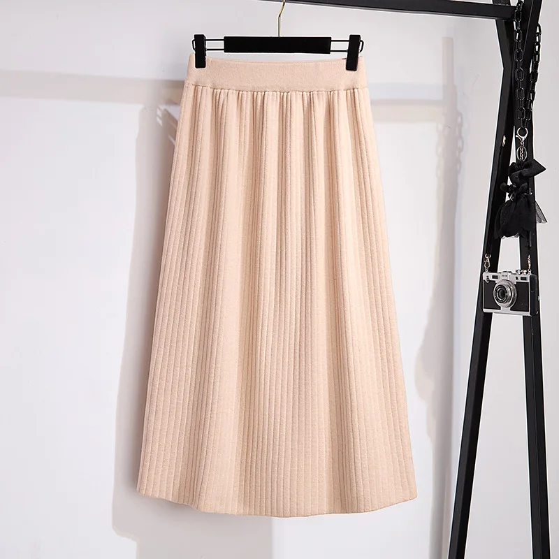 

160Kg large Size Women's Hip 150 Spring Autumn Loose A-Line Long Sweater Skirt Apricot Black 2XL 5XL 7XL 9XL 10xl 12xl