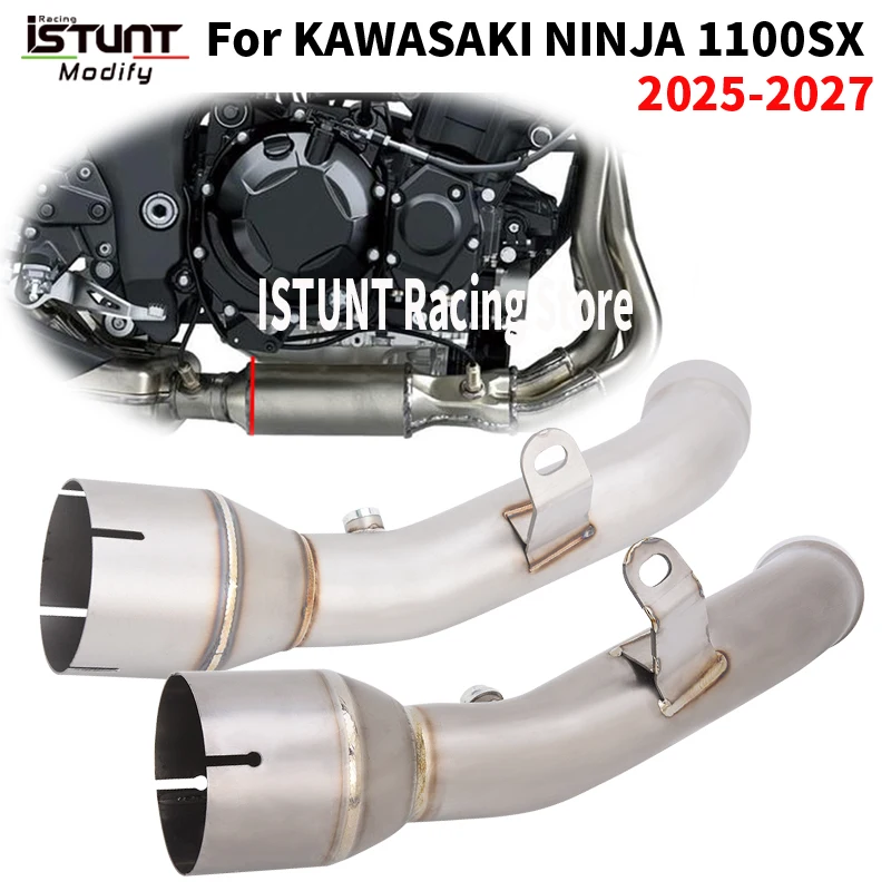 Slip On For Kawasaki Ninja 1100SX 2025 - 2027 Motorcycle Exhaust Escape Moto Modify Middle Link Pipe Connect Original Muffler