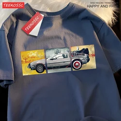 Back To The Future Movie Car T Shirt Mens Cartoons Loose Menswear Cotton Summer T Shirts Hip Hop Oversized Short Sleeve Couple