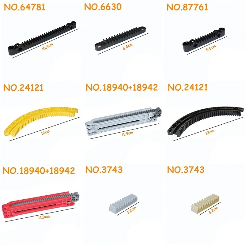 Technical Gear Rack High-tech Building Blocks 3743 87761 6630 64781 24121 18940 18942 6574 78442 DIY Bricks MOC Parts