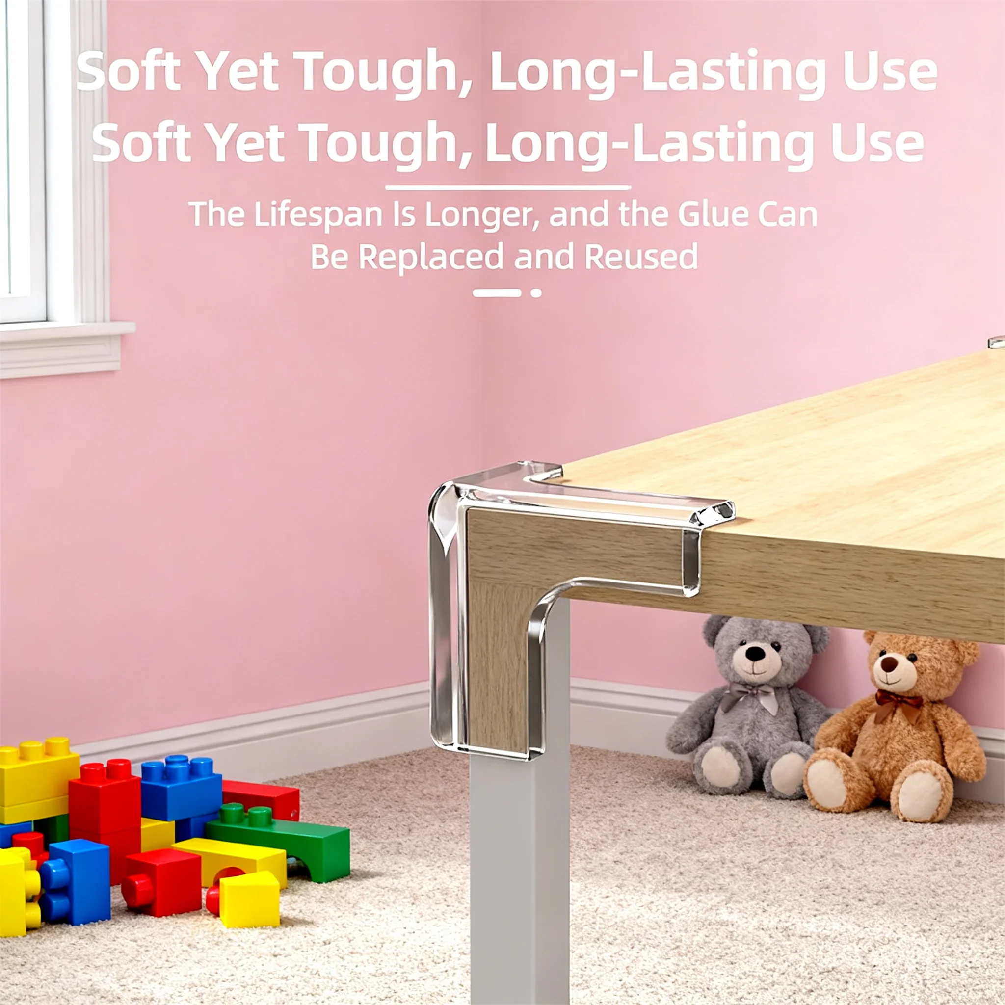 سجادة واقية شفافة مضادة للاصطدام لزوايا الطاولة غطاء سيليكون واقي للأثاث الزوايا الحادة #1