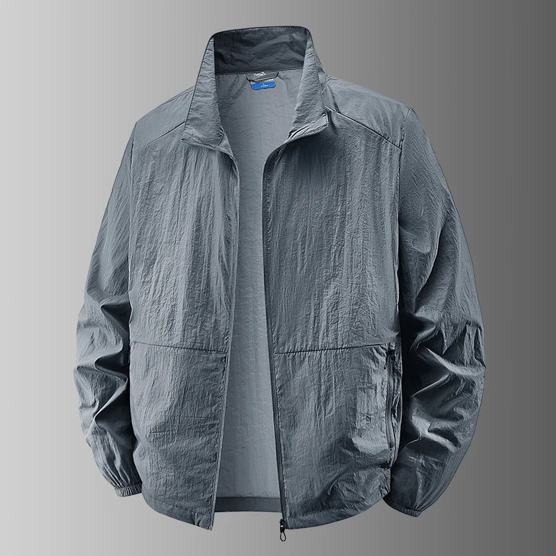 

2025 Summer Sports Sunscreen Clothing for Men's Outdoor Lightweight Breathable UV Resistant Collar Coat Solid Color Camping Top