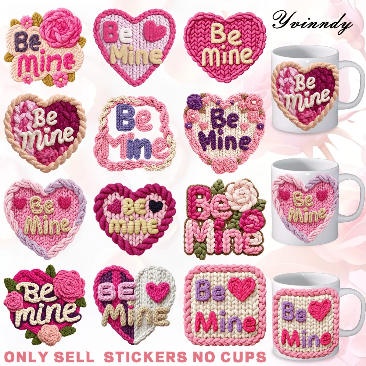 

УФ-пленки для DTF-печати, наклейки на кружки, 12 штук, шерстяной шарф в форме сердца ко Дню святого Валентина «Это моя вещь». Цитаты в произвольном порядке