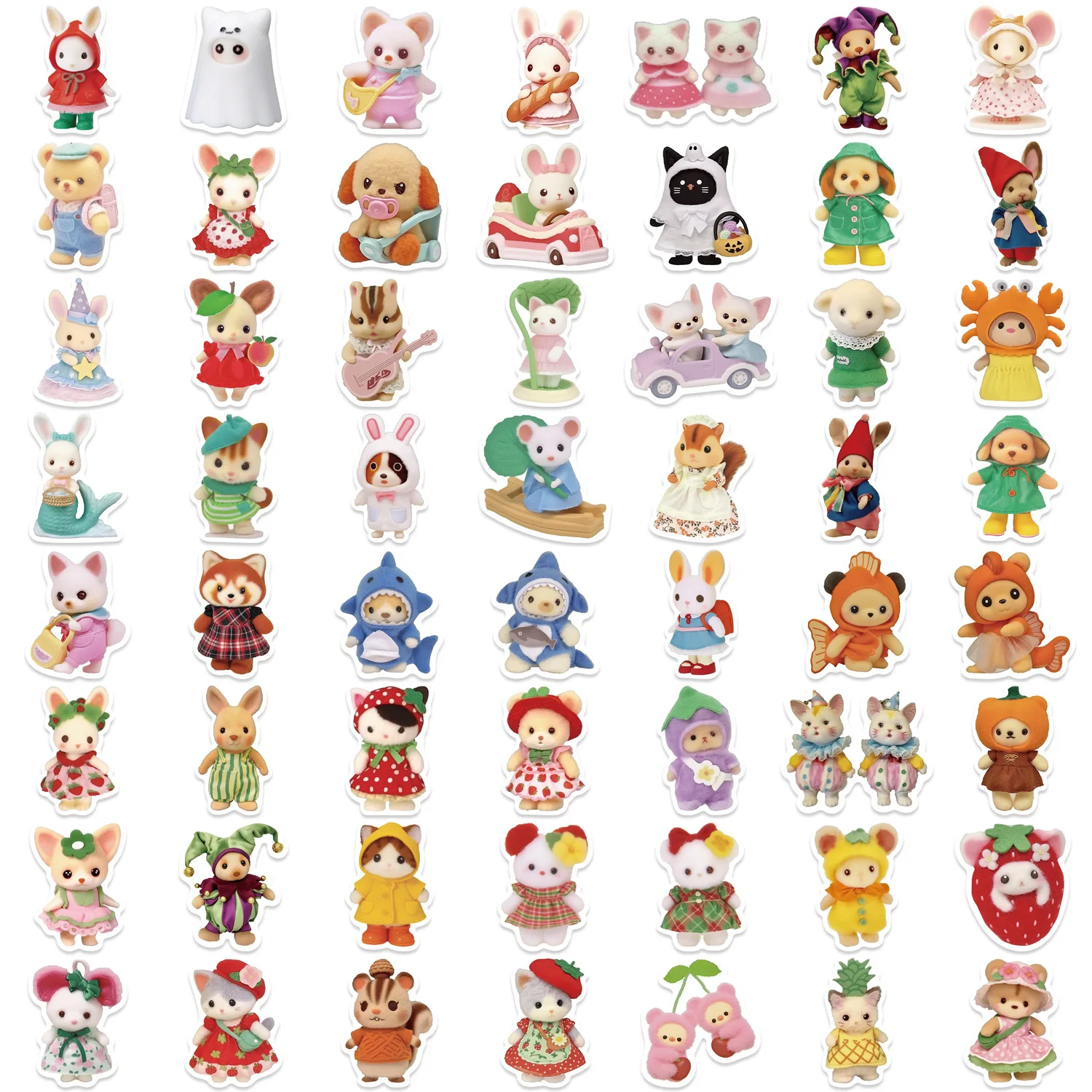 10/60PCS Cartoon fruit animal Graffiti Sticker Aesthetic Decorative Scrapbook Luggage Laptop Phone Guitar Notebook Toys Stickers