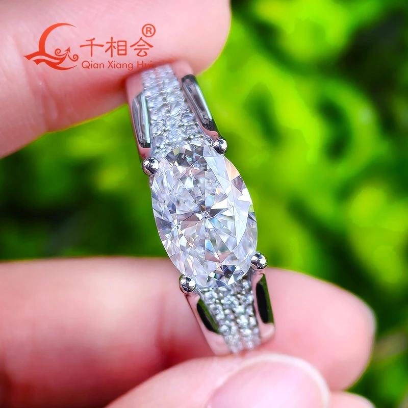 

4CT 8*12 мм овальное большое кольцо D vvs белый муассанит melee S925 стерлингового серебра ювелирные изделия обручальные мужские дамы