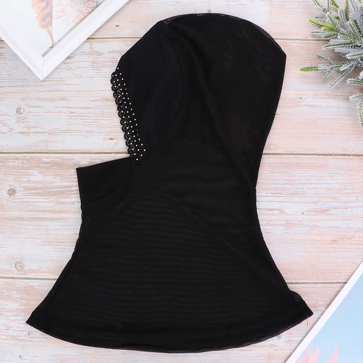 Sciarpa copri collo hijab musulmano elasticizzato leggero in rete traspirante con copertura completa in tinta unita regolabile color caffè