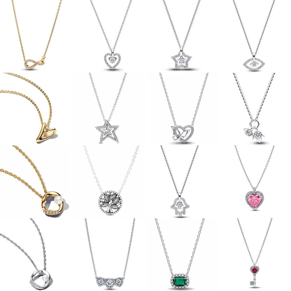 925 Silver,Heart-Shaped,Key,Pentagonal,Eye,Palm Necklace Suitable for European Women to Wear Exquisite Charm Jewelry ﻿