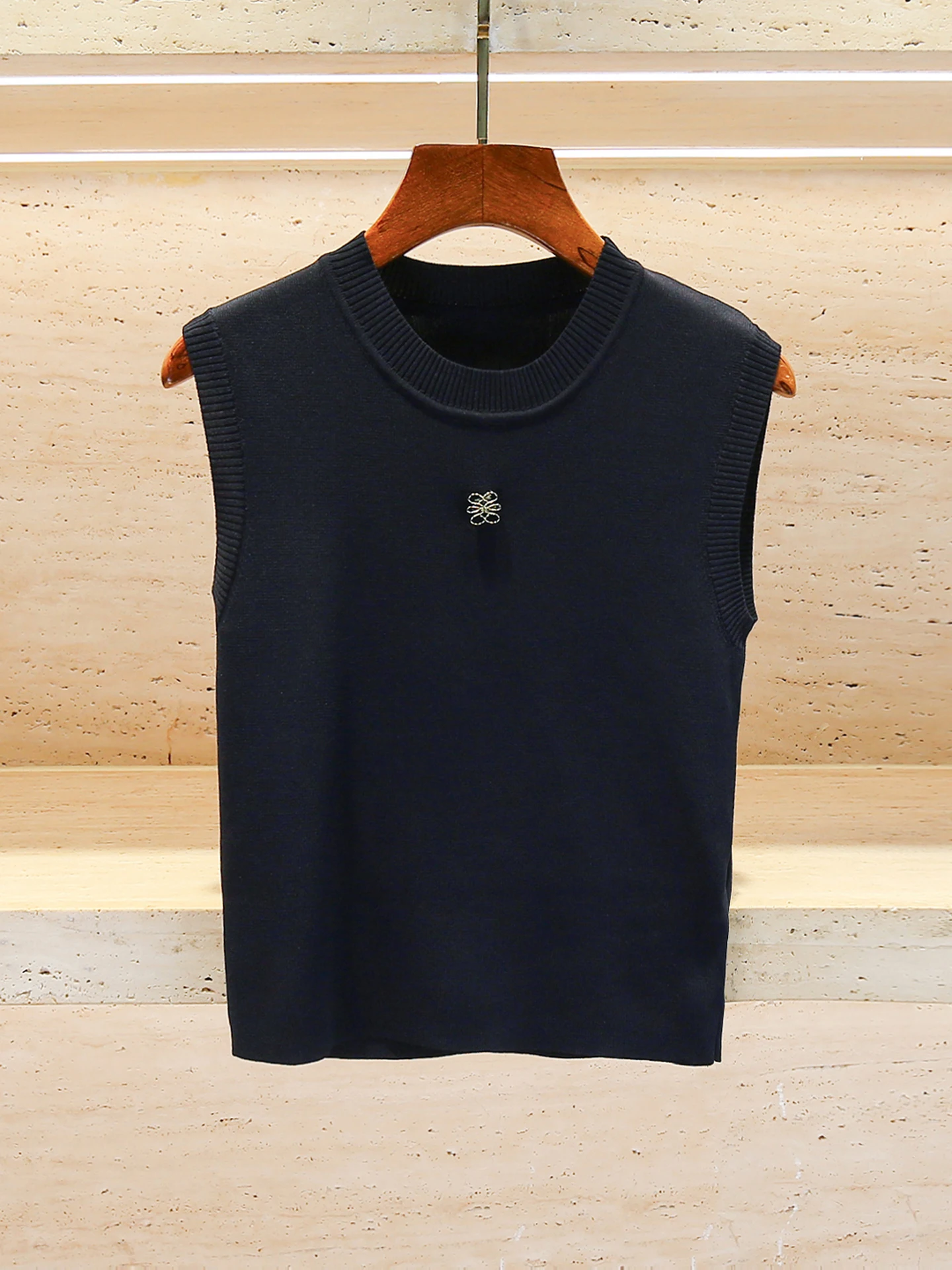 

Slim Fit Knit Vest Top Casual Versatile Summer Faion Women's Premium Clothing ort Sle Commute Sle Pure Color Design