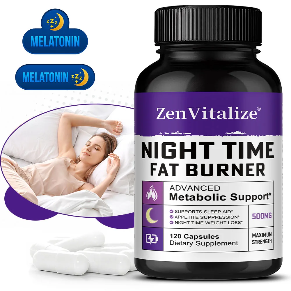 

Nighttime Fat Burner - Contains Melatonin, Appetite Suppressant, Advanced Metabolic Support, Helps with Healthy Sleep