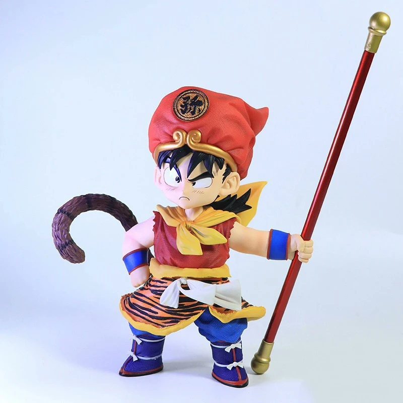 25cm Anime Dragon Ball Figure GK Son Goku Tiger Skin Figures Westbound Goku Action Figurine Stick Statue Pvc Ornament Toys Gifts