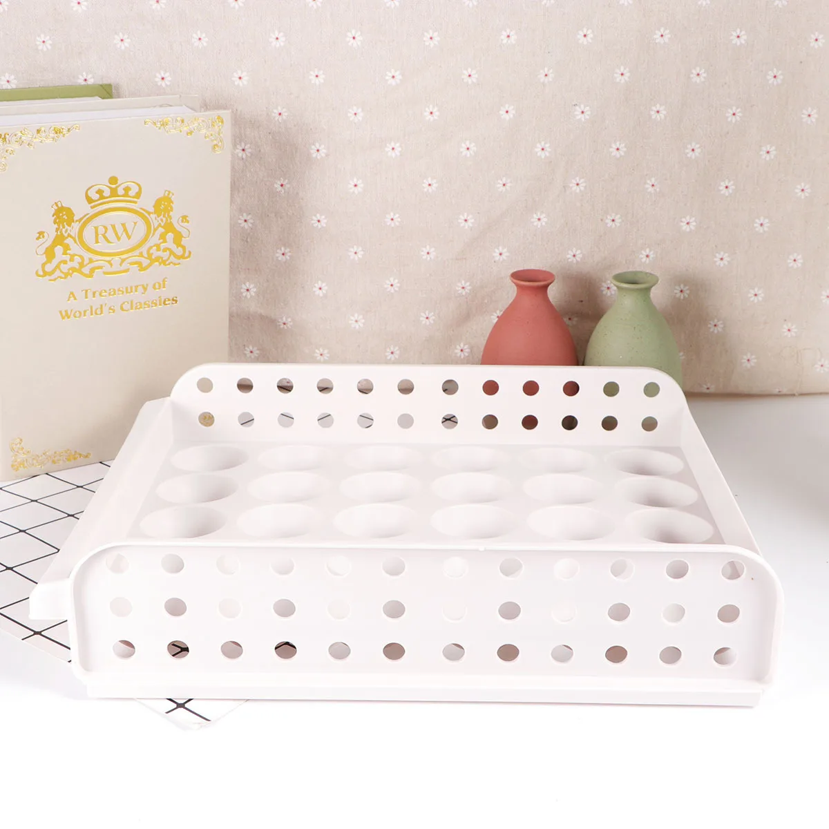 

30 Grids Stackable Storage Box Plastic Egg Tray Home Kitchen Organizer Refrigerator Crisper Container White Single Layer Easy
