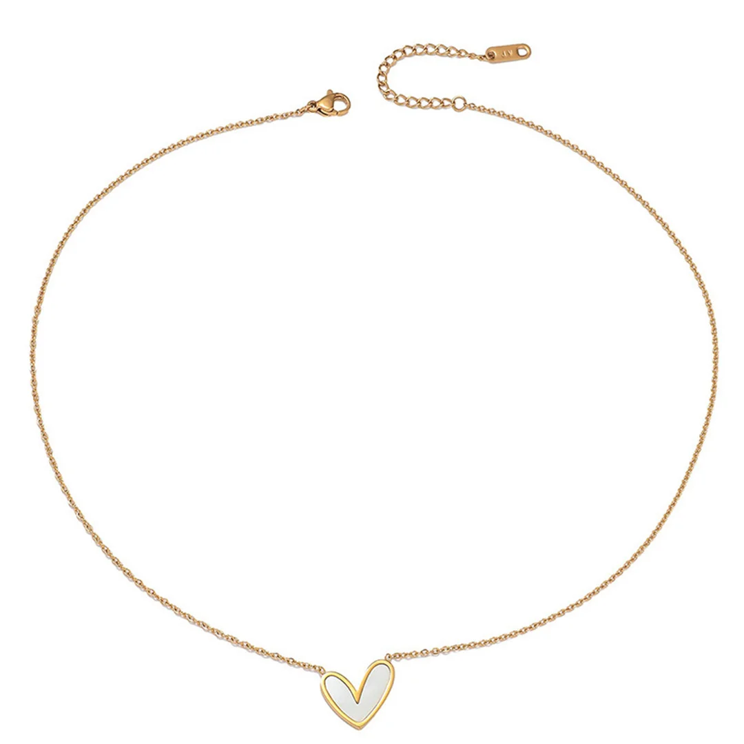New Trendy Fashion Love Heart Pendant Female Gold Color Stainless Steel Chain Link Necklace for Women Romantic Jewelry Gift 2026