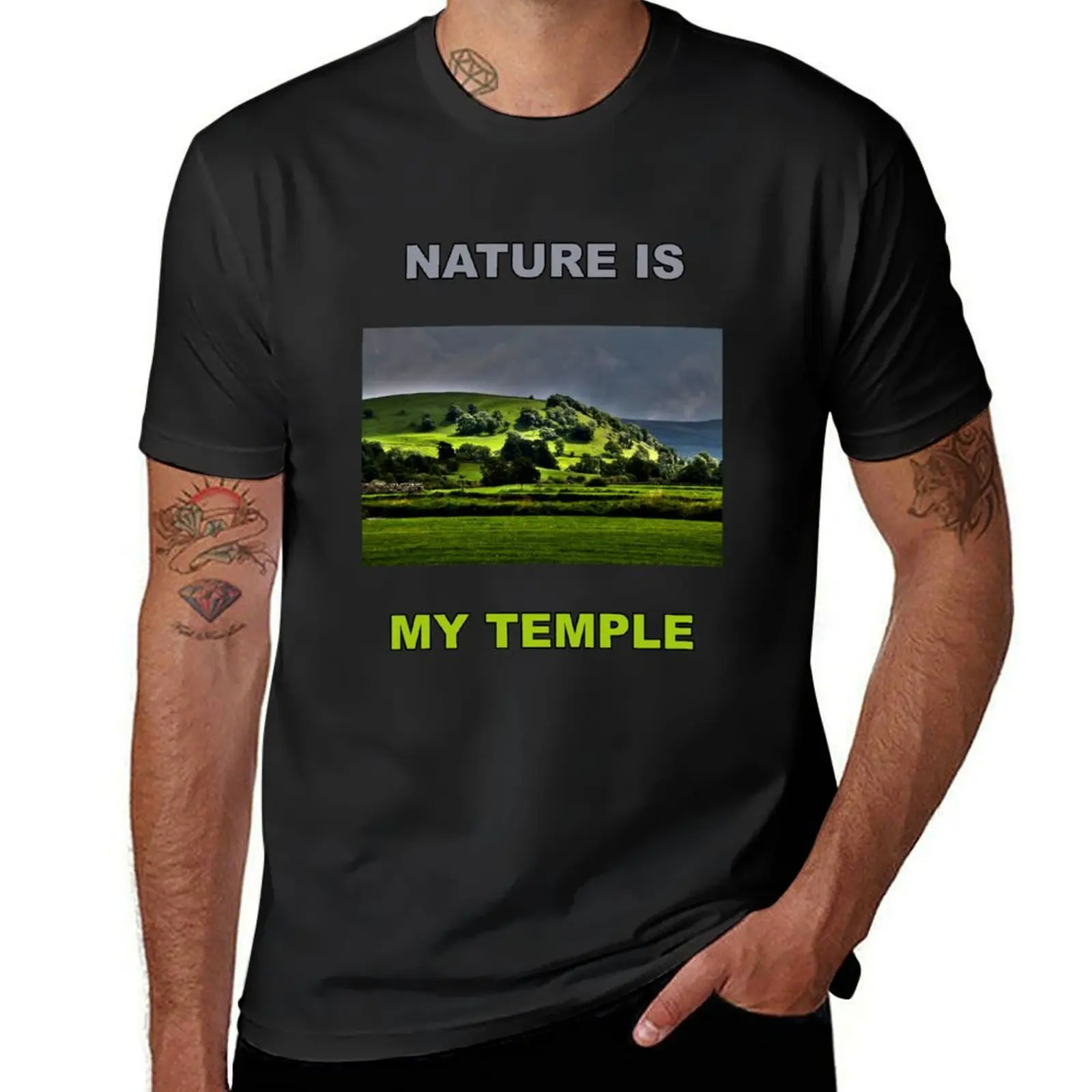 

Nature Is My Temple - Dramatic Hill Landscape T-Shirt plus size tops boys whites mens cotton t shirts