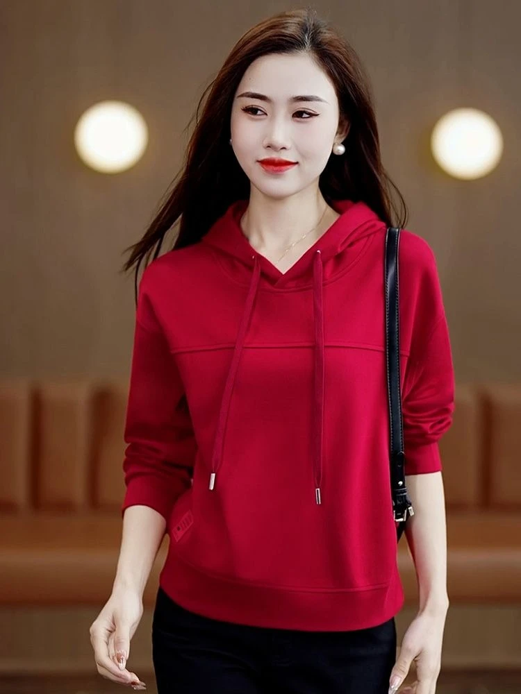 Women Hoodie Long Sleeve Casual Sweatshirt Korean Fashion Thin Lightweight Hooded Top Spring Autumn New