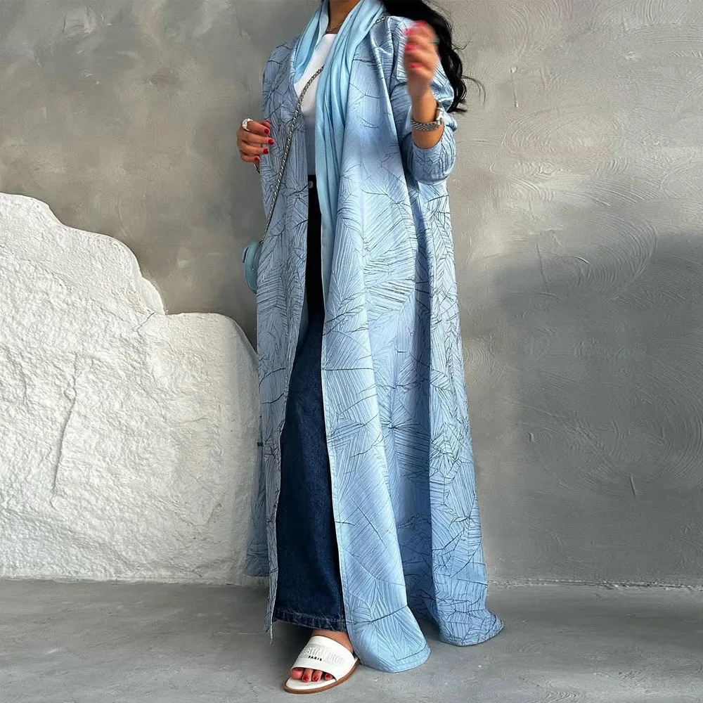 Elegante jacquard Dubai Abaya da donna, Kimono Abaya a maniche lunghe Capispalla musulmano, Abito da golf modesto Abiti islamici Abito Hijabi