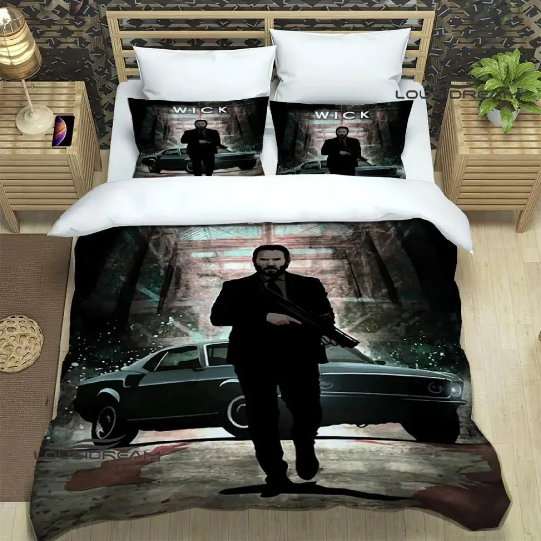 3D Print John Wick Duvet Cover Bed Set Movie John Wick printed Bedding Sets Quilt Cover Pillowcase Comforter king Queen Size