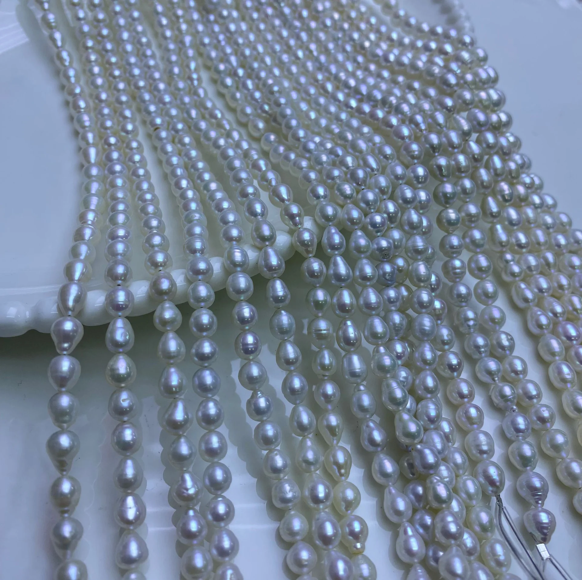 

Baroque Teardrop Pearl 5-6-7mm Irregular Natural Freshwater Pearl Threaded Pearl Necklace Semi-Finished Christmas Jewelry