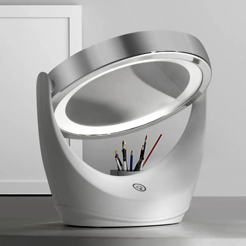 Espejo de maquillaje LED con atenuación y brillo ajustable, reflejo suave de HD, tocador de escritorio, espejo para dormitorio de mujer