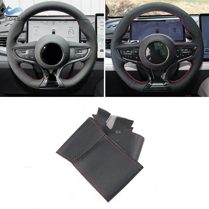 For BYD Seal 06GT 2025 2026 Car Interior Steering Wheel Microfiber Perforated Leather Cover Decorative Trim with Thread Strip