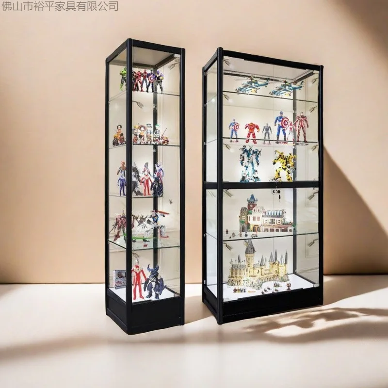 Figure Cabinet Display Cabinet Transparent Glass Household Toys Gifts Cosmetics Model Showcase Gundam Ornament
