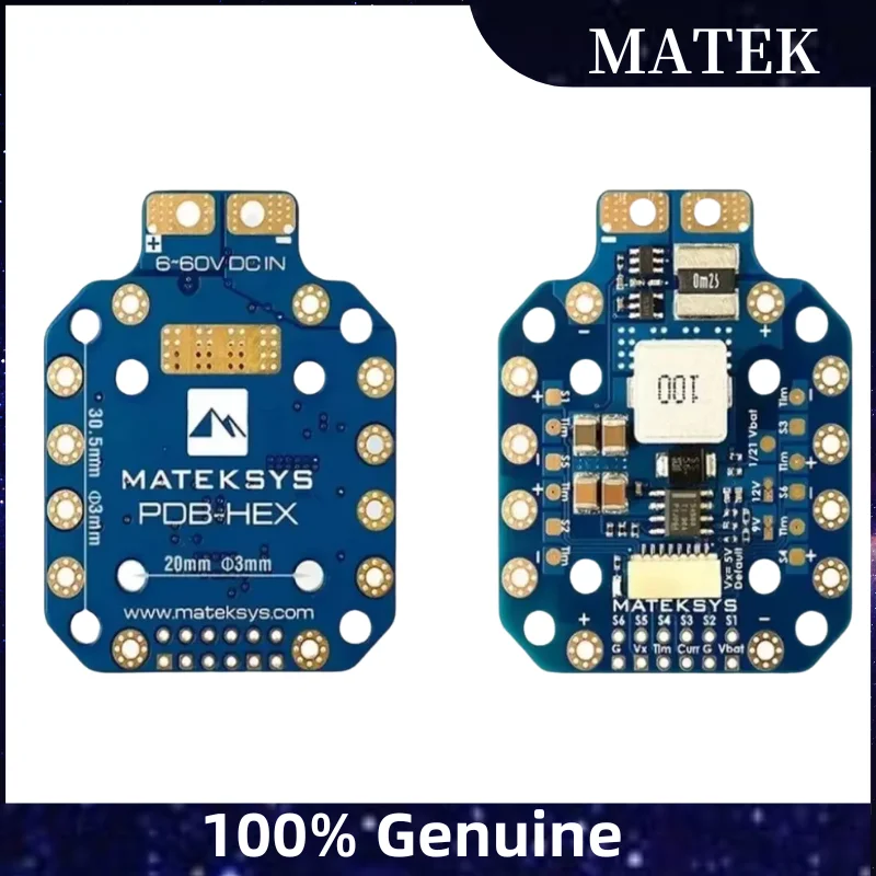 

Matek HEX Power Distribution Board - 2-12S LiPo Input with 5A 5V/9V/12V BEC Outputs High Precision Current Sensing for FPV Drone